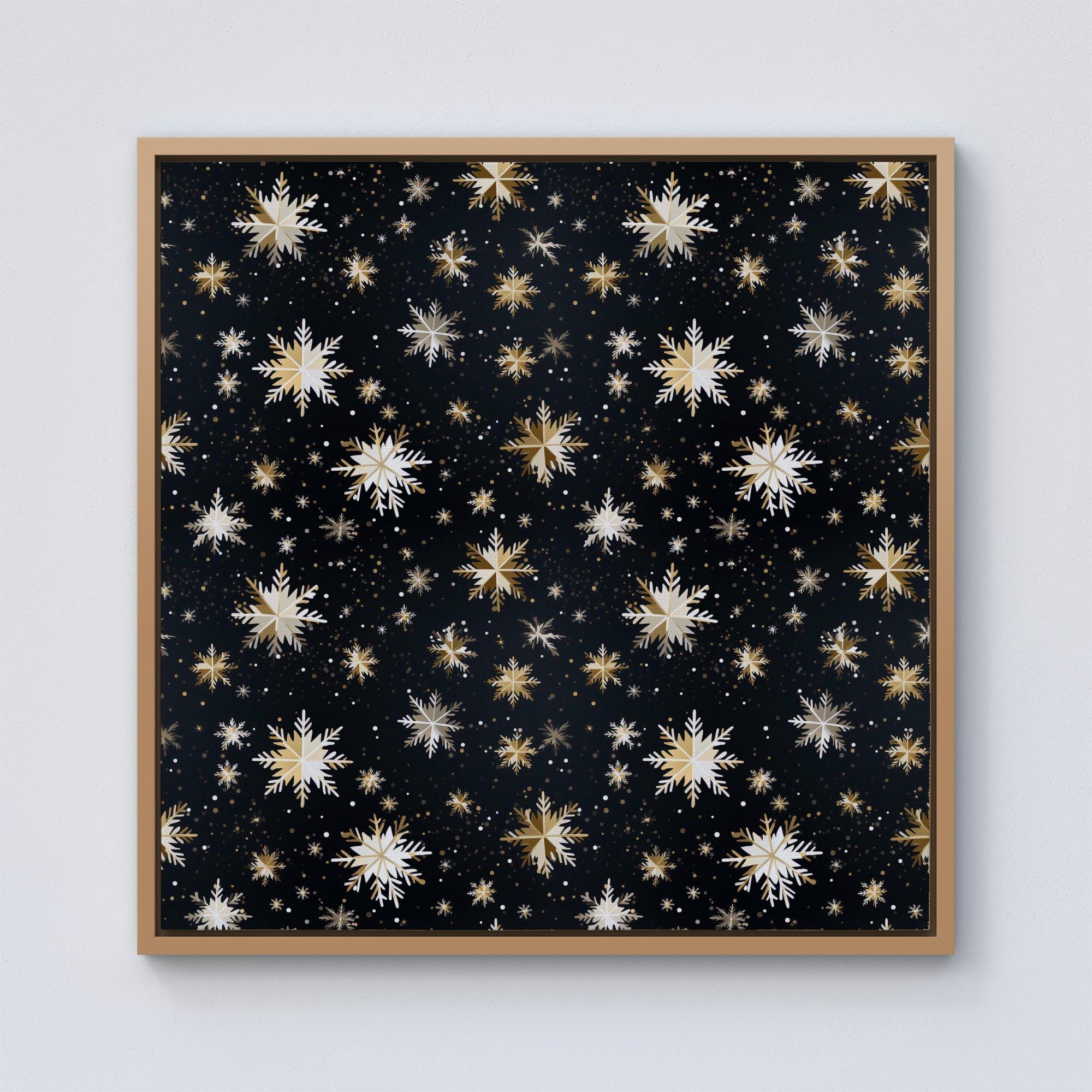 Silver Gold Snowflake Pattern Framed Canvas